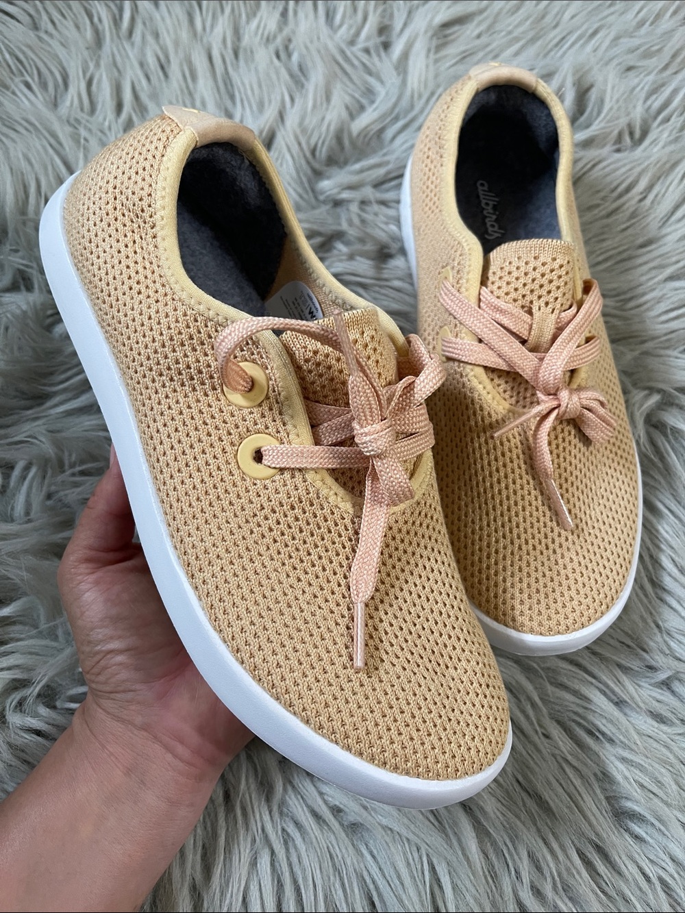 allbirds Peach Knit Lace-Up Sneakers in Soft Peach - Picture 2 of 7